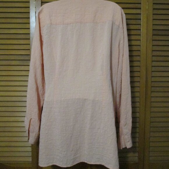 Emma James peach top, roll up button sleeves, button down blouse size XL - Picture 8 of 11